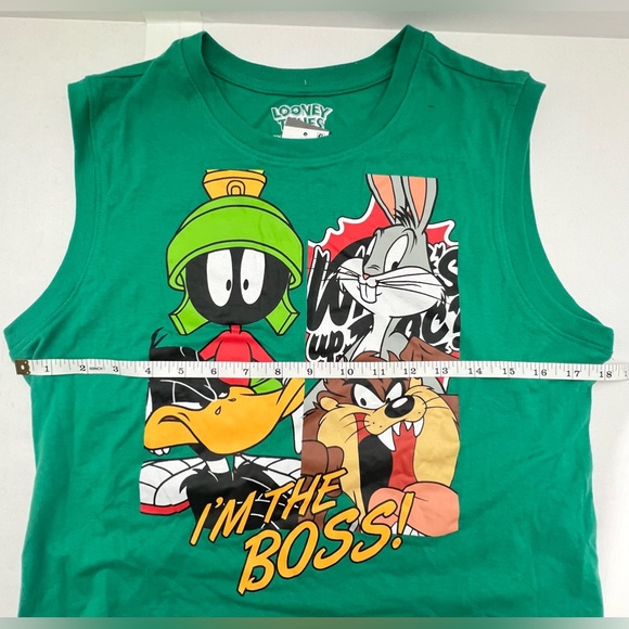 NWT Looney Tunes Shrit Women’s Size Small Sleeveless Green Teal I’m The Boss - Picture 4 of 7